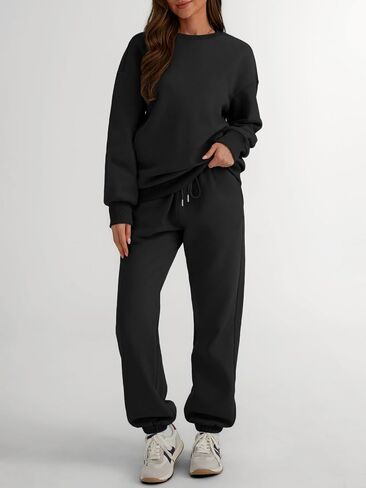 Trendy Queen Sweatsuits Women 2 Piece Outfits Two Piece Crewneck Sweatshirts Sets Lounge Fall Sweatpants 2024 Tracksuits in Kuwait
