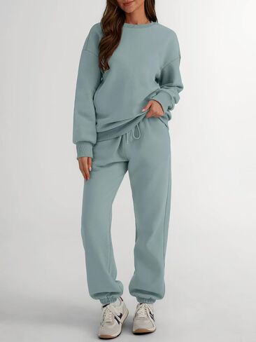 Trendy Queen Sweatsuits Women 2 Piece Outfits Two Piece Crewneck Sweatshirts Sets Lounge Fall Sweatpants 2024 Tracksuits in Kuwait