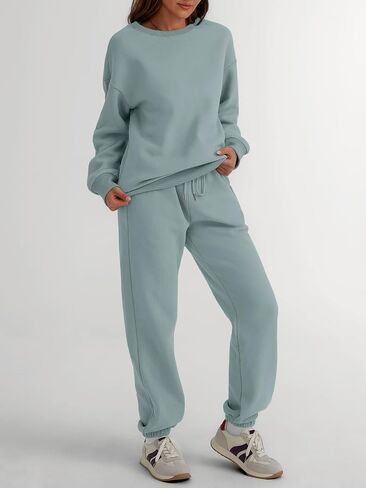 Trendy Queen Sweatsuits Women 2 Piece Outfits Two Piece Crewneck Sweatshirts Sets Lounge Fall Sweatpants 2024 Tracksuits in Kuwait