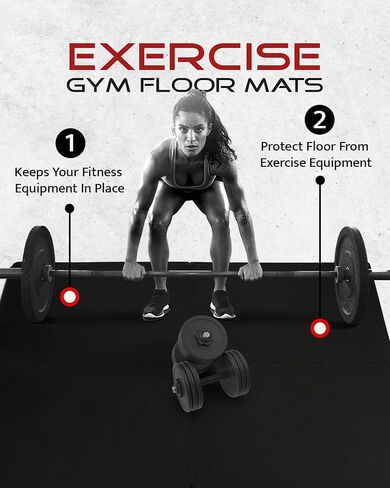 WOD NATION [12 PACK] Puzzle Exercise Mat ½" - EVA Foam Interlocking Foam Tiles Protective Flooring and Exercise Mats for Home Workout & Gym Equipment - Pack of 12 Interlocking Floor Mats, Gym Mat in Kuwait