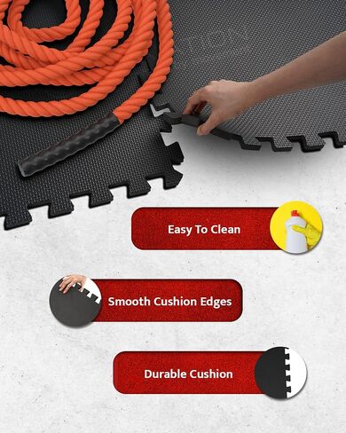 WOD NATION [12 PACK] Puzzle Exercise Mat ½" - EVA Foam Interlocking Foam Tiles Protective Flooring and Exercise Mats for Home Workout & Gym Equipment - Pack of 12 Interlocking Floor Mats, Gym Mat in Kuwait