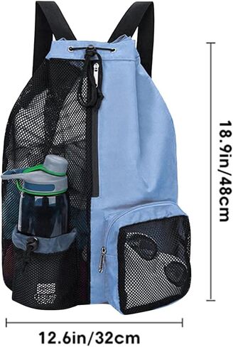 Mesh Backpack Swimming Drawstring Bag Backpack with Wet Pockets Beach Storage Backpacks Mesh Swim Equipment Beach Bag in Saudi Arabia