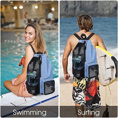 Mesh Backpack Swimming Drawstring Bag Backpack with Wet Pockets Beach Storage Backpacks Mesh Swim Equipment Beach Bag in Saudi Arabia