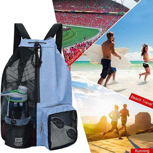 Mesh Backpack Swimming Drawstring Bag Backpack with Wet Pockets Beach Storage Backpacks Mesh Swim Equipment Beach Bag in Saudi Arabia