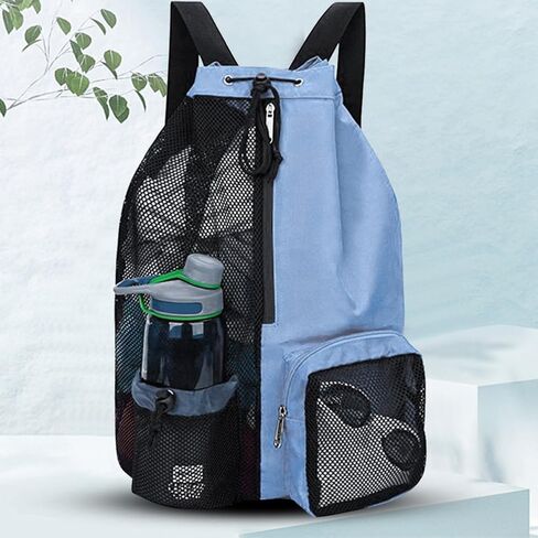 Mesh Backpack Swimming Drawstring Bag Backpack with Wet Pockets Beach Storage Backpacks Mesh Swim Equipment Beach Bag in Saudi Arabia