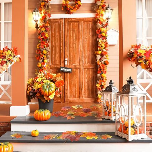 Whaline 72Pcs Fall Artificial Maple Leaves 6 Styles 5.5 Inch Gradient Color Fake Maple Leaves Mixed Faux Leaves Autumn Decoration for Thanksgiving Fall Wedding Festival Party DIY Art Craft Supplies in Saudi Arabia