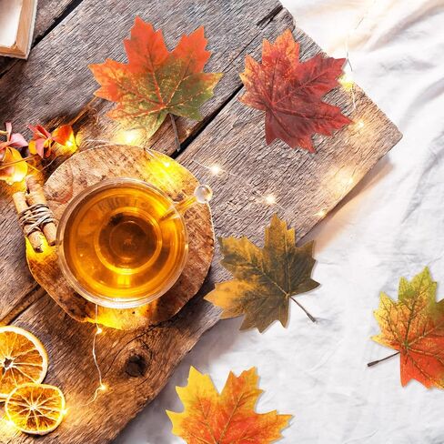 Whaline 72Pcs Fall Artificial Maple Leaves 6 Styles 5.5 Inch Gradient Color Fake Maple Leaves Mixed Faux Leaves Autumn Decoration for Thanksgiving Fall Wedding Festival Party DIY Art Craft Supplies in Saudi Arabia