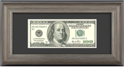 AUEAR, Dollar Bill Frame with Black Mat or 4x9 Business License Holder Without Mat, Easel Stand for Tabletop and D-Ring for Wall Mounting, Tempered Glass (Vintage Silver, 1 Pack) in Saudi Arabia