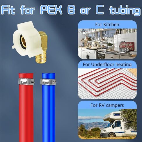 Boltigen 1/2" PEX Swivel Elbow Facuet Connector, 5pcs PEX Rv Water Line Fittings, 1/2" x 1/2" PEX Female NPT Adapter,90 Degree NPSM PEX Adapter for Pipe Plumbing Connection in Saudi Arabia