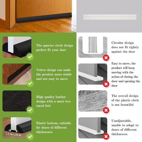 سدادة مسودة الباب مقاس 91.44 سم - قابلة للتعديل تحت مانع مسودة الباب، سدادة مسودة مزدوجة الجانب لأسفل الباب، عازل الباب، تجريد الطقس، عازل للصوت in Kuwait
