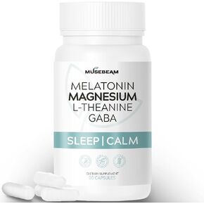 Magnesium Glycinate 275mg Melatonin 5mg L-Theanine 200mg GABA 100mg Capsules - Full Rest Nighttime Bedtime Support Supplement for Men Women - Vegan Sugar-Free Gluten-Free