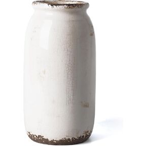 VICTOR & TERESA Rustic White Vase for Home Decor, 9.8'' Ceramic Vases for Flowers, Farmhouse Decorative Vases for Pampas Grass, Table, Mantel, Living Room, Centerpieces, Gifts for Mom