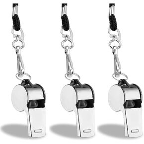 3 Pcs Sports Whistle with Lanyard,Stainless Steel Metal Whistle for Training Outdoor Camping Coaching Hiking.