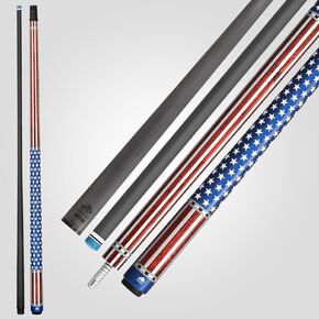RHINO Voyager Pool Cue - (3/8-8 Joint) - 12.5mm Tip Diameter. 3D-Friction Grip, 100% Carbon Fiber Shaft and Composite Butt, Pro Taper
