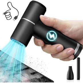 Compressed Air Duster - Powerful 120000RPM Portable Electric Air Duster 4 Speed Fast Charging Air Blower Keyboard Cleaner with High Battery Life, Inflate & Deflate Dual-Use, Black