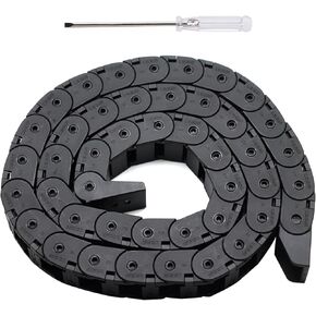 15mm x 15mm 1M Open On Both Side Plastic Towline CNC Machine Tool Cable Carrier Drag Chain Nested Black Semi Enclosed Type (Inner Side openable) (Semi Enclosed Type, 15mm x 15mm A)