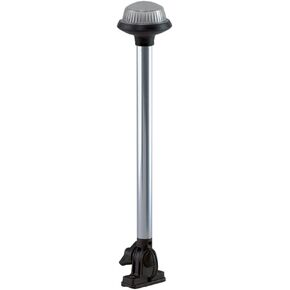Perko 1637DP0CHR Vertical-Mount Fold Down White All-Round Pole Light - 14-1/8" Height, Black Polymer Base and Top
