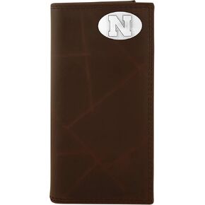 NCAA Nebraska Cornhuskers Brown Wrinkle Leather Roper Concho Wallet, One Size