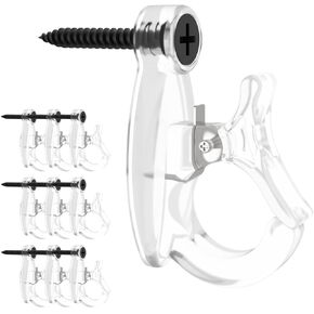 Light Hanger Hooks,String Light Hooks,Screw-in Hooks for Hanging String Lights and Wire,Plants,Wind Chimes,Plastic,Clear,20 Pack
