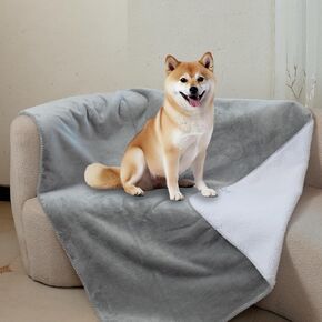 Waterproof Pet Dog Blankets, Pattern Printing Super Soft Warm Fluffy Facecloth Sofa Car Bed Protector, Urine Proof Washable Outdoor Pet Blanket for Puppy Large Dogs & Cats(Grey&White 40 * 30)