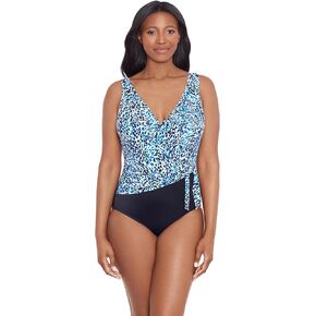 Longitude Women's Swimwear Ruffle Front Sash Soft Cup One Piece Swimsuit