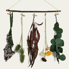 Natural Dried Flower Wall Hanging Decor, Dried Wheat for Harvest Fall Decoration, Orange Dried Echinops Thistle Flower Bouquet for Boho Farmhouse Decor, Cotton
