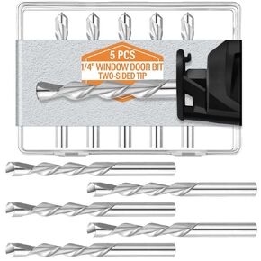 Tondiamo 5 Pcs Drywall Bit 1/4 Inch HSS Drywall Rotary Tool Spiral Saw Tip Cutting Bits Drywall Double Sided Head Tools Cutting Drywall for Cutouts Outlets Window Opening