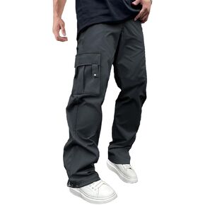 Men's Casual Cargo Pants Drawstring Elastic Waist Hiking Pants Workout Joggers Sweatpants Streetwear Trousers for Men Dark Grey,US 36(L)