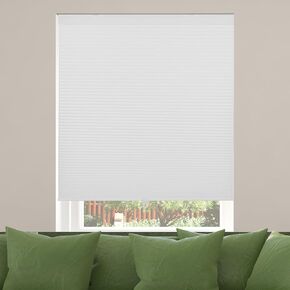CALYX INTERIORS Cellular Shades, Blackout - 34.5" Width x 60" Height, Blackout White, Single 3/8" Honeycomb Window Shades, Insulated Cordless Blinds for Indoor Windows, Room Darkening Shade