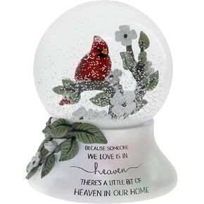 Pavilion - Because Someone We Love is in Heaven There's A Little Bit of Heaven in Our Home - Cardinal LED Lit 120mm Musical Water Globe Memorial in Memory Bereavement Loss of Loved One Gift Funeral