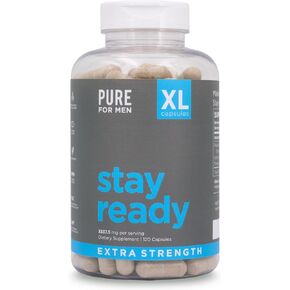 Pure for Men Stay Ready Fiber Extra Strength Supplement | Digestive Regularity | Bowel Movement & Gut Health Support | Vegan Cleanliness | Proprietary Formula | 120 Vegan XL Capsules