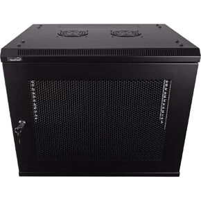 NavePoint 9U Server Rack Enclosure - 23.6" Deep, 9U Wall Mount Network Cabinet with Locking Perforated Door, 19" IT Equipment Compatible, 9U Network Rack, Removable Side Panels, Black