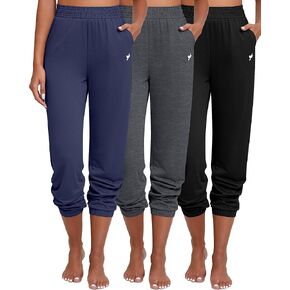 Ficerd 3 Pack Women Sweatpants Trendy Loose Fit Joggers Elastic Sporty Pants Athletic Baggy Lounge Trousers with Pockets