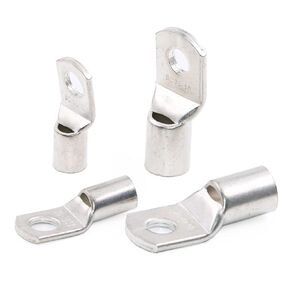 Copper Battery Lugs Heavy Duty - 4/0 Awg+ 1/0 Awg- 5/16" Stud Cable Lugs, Crimp Ring Terminals Lugs, Eyelets Electrical Battery Terminal Connectors, Tinned Copper Wire Ends Lugs Kit, 4 Pack