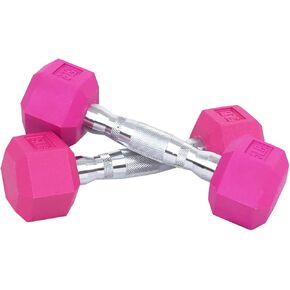 Signature Fitness Colored Rubber Coated Hex Dumbbell Weight Set,Multiple Packages