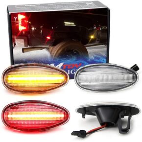 iJDMTOY Smoked Lens Amber/Red Full LED Trunk Bed Marker Lights Set Compatible with 2008-14 Chevy GMC 2500HD 3500HD Dually Truck Double Wheel Side Fenders, Powered by Total 60 LED