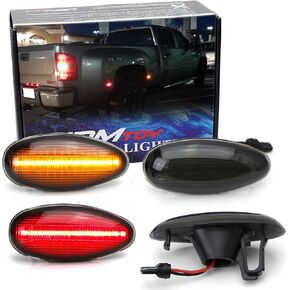iJDMTOY Smoked Lens Amber/Red Full LED Trunk Bed Marker Lights Set Compatible with 2008-14 Chevy GMC 2500HD 3500HD Dually Truck Double Wheel Side Fenders, Powered by Total 60 LED
