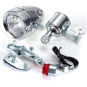 Retro Bicycle Motorized Friction 12V 6W Generator Headlight Tail Light Kit Bicycle Accessories for Women