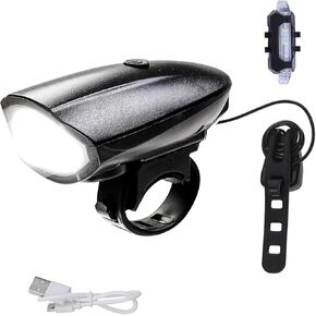 Rechargeable Bike Lights with Electric Bell, Ultra Bright Bicycle Lights for Night Riding, 3 Light Modes for Night Riding with Quick-Release - Bike Headlight with Horn and Tail Light
