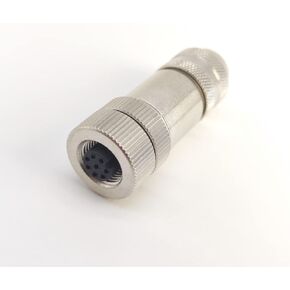 M12 8 Pin Female Connector, A Code Shielding Metal Shell Sensor Field Assembly Circular Connector IP67 Straight Type Adapter 60V 4A AC/DC Connector for PG7/PG9