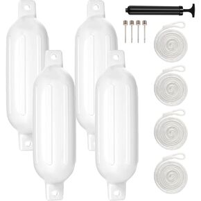 Boat Fender 4 Pack Boat Bumpers Fenders for Docking with 4 Ropes and Needles, Boat Bumpers for Pontoon