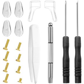 Eye Glasses Repair Kit with Screws, 161PCS Eyeglass Repair Tool Kit Sunglass Repair Kit with Screws, Eyeglass Screws, Nose Pads, Screwdriver, Glasses, Watch Clock Repair Glasses Fixing Kit