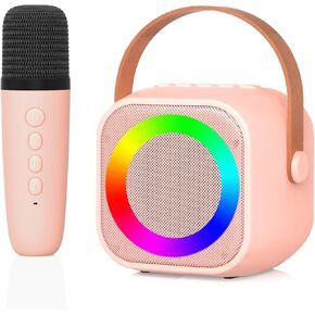 آلة كاريوكي للأطفال مع 2 ميكروفونات لاسلكية ومصابيح LED، مكبر صوت بلوتوث صغير محمول لحفلات عيد الميلاد العائلية المنزلية، هدايا مثالية للبالغين والفتيات والأولاد، للأعمار 4، 5، 6، 7، 8، 9، 10، 12+ in Kuwait