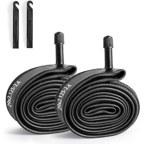 2 Pack 29 Inch Bike Tube AV32mm Schrader Valve, 29" Bicycle Tube for 29 x 2.125/2.2/2.25/2.3/2.35/2.4 Bike Tire, Butyl Rubber Inner Tube with 2 Tire Levers for Mountain MTB Bike