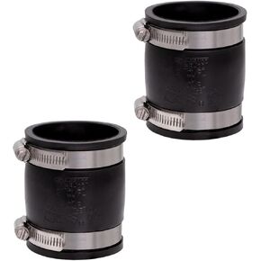 Fernco 1056-22 2-in. Flexible PVC Pipe Coupling for Cast Iron and Plastic Plumbing Connections, 2–Pack