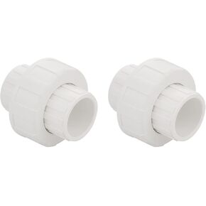 3/4" PVC Union Coupling Pipe Fitting (Socket x Socket) PVC Adapter Schedule 40, EPDM O-Ring, White 2 Pack