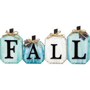 Fall Pumpkin Wooden Signs Blue Pumpkin Tiered Tray Decor Thanksgiving Pumpkin Tabletop Signs Farmhouse Wooden Blocks for Fall Thanksgiving Home Kitchen Harvest Party Supplies