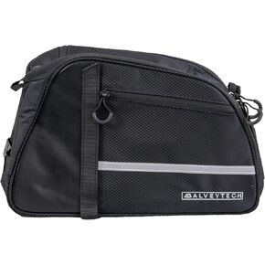 AlveyTech XL Rack Bag for Bicycles & E-Bikes (Black) - Water-Resistant 12L Storage Cargo Container with Side Mesh Pockets, Durable & Reflective Fabric - Bike Bags for Bicycles Rear Rack