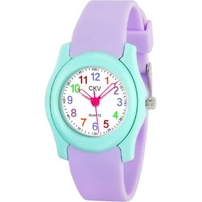 Girls Watch Age 3-12, 3ATM Waterproof Kids Analog Watch Time Teaching Easy to Read Kids Gift
