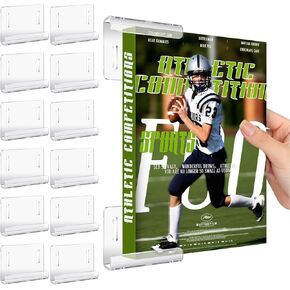 12 Pcs Acrylic Magazine Wall Mount Holder Clear Magazine Wall Mount Display Shelves Kit Hanging Record Bookshelf Brochure Comic Book Storage Rack for Wall Decor Magazine Picture